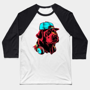 Synthwave Labrador 80s 90s Hip Hop Dog Lover Baseball T-Shirt